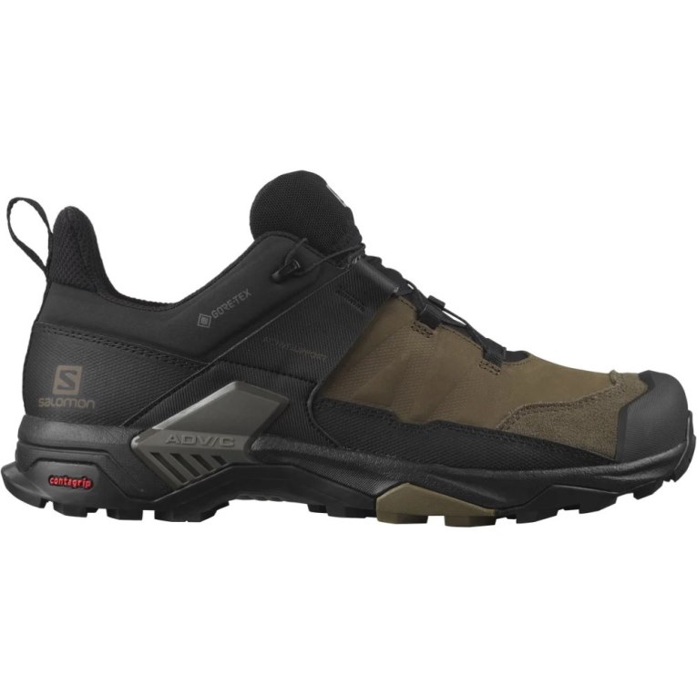 Black / Olive Salomon X Ultra 4 Leather GTX Men\'s Hiking Shoes | PH 54370O